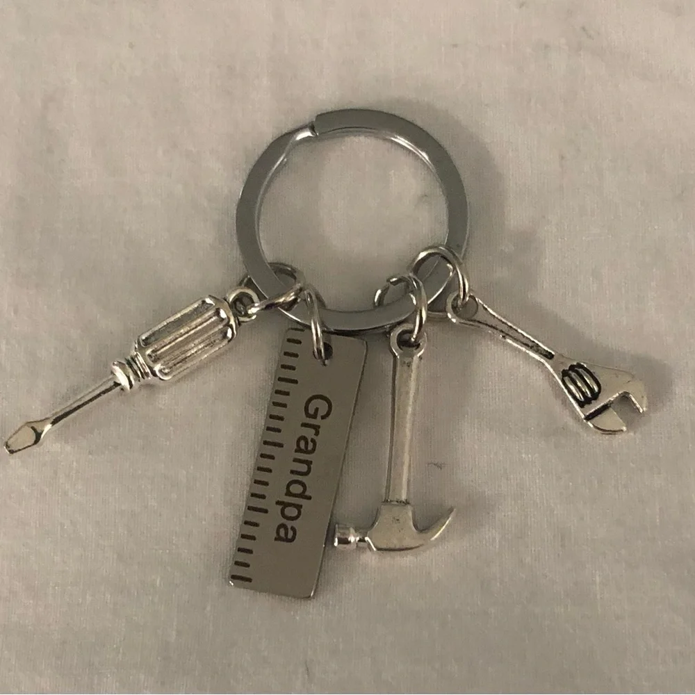 Keychain grandpa Tools hammer screwdriver wrench.
